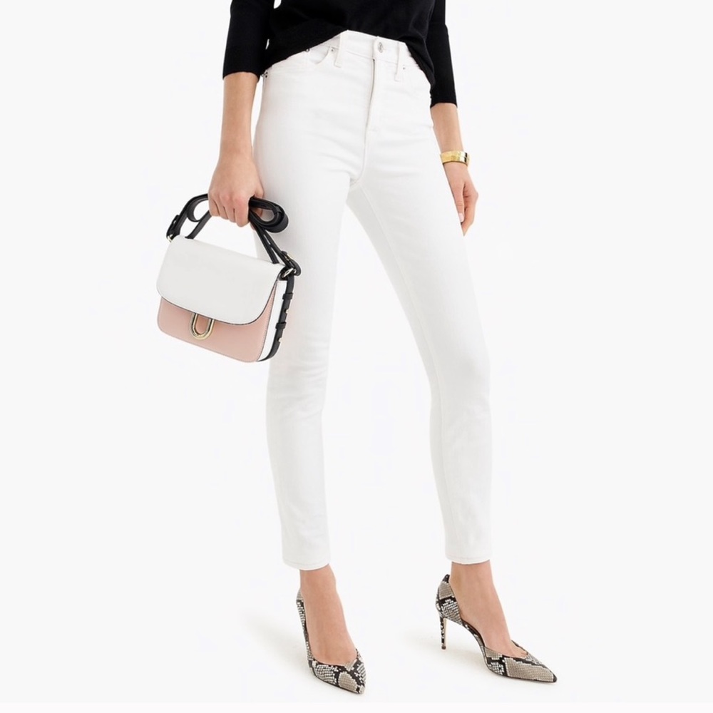 J. Crew 9” High-Rise Toothpick White Jeans 29